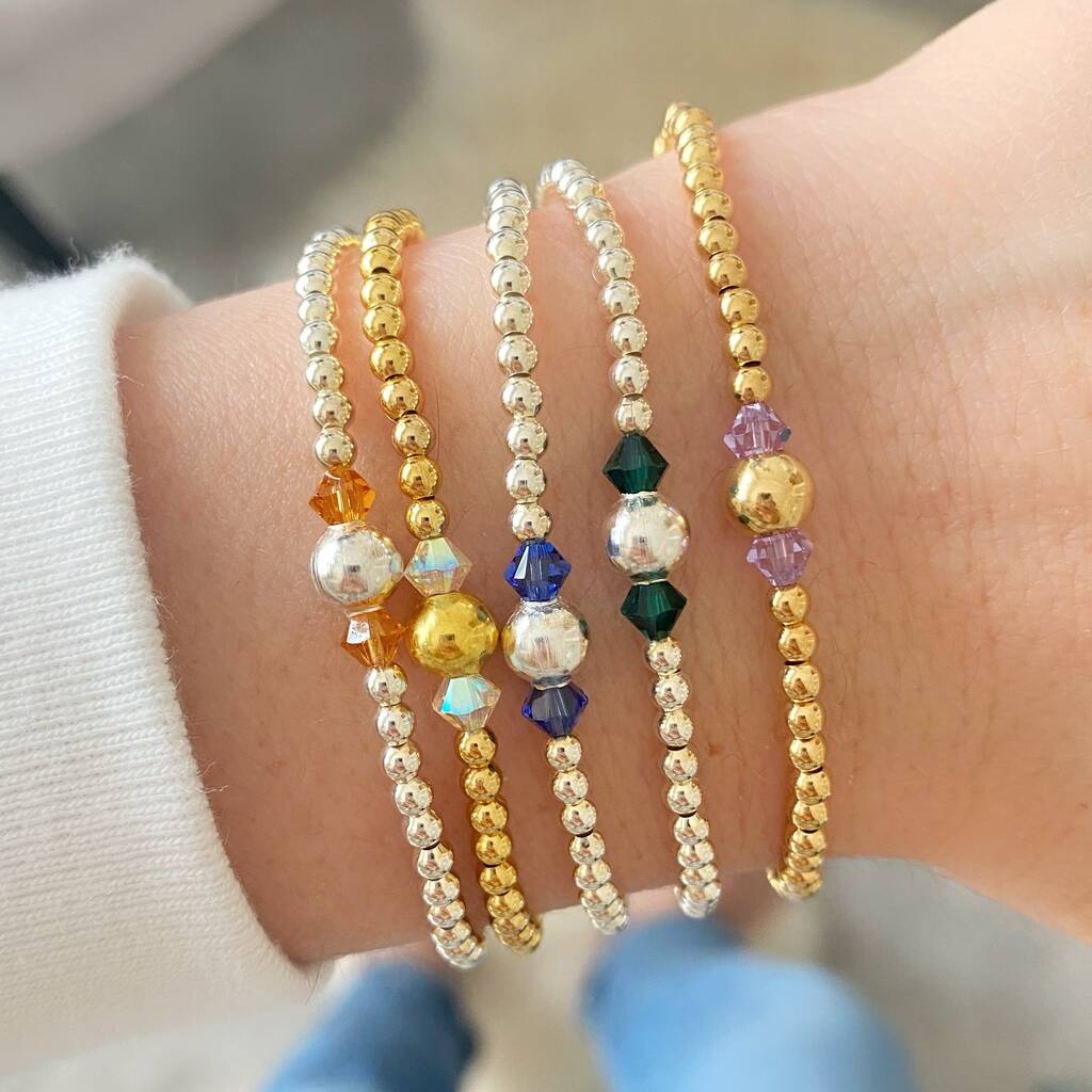 Birthstone Stacking Bracelet In Silver Or Gold Filled, 1 of 8