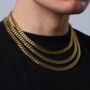 Gold Chunky 8mm Cuban Link Stainless Steel Chain, thumbnail 3 of 10