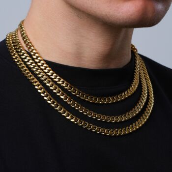 Gold Chunky 8mm Cuban Link Stainless Steel Chain, 3 of 10