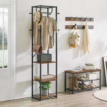 Coat Stand Coat Clothes Stand With Shelves And Hooks, 2 of 8