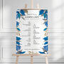 Blue And Gold Leaves Wedding Seating Plan, thumbnail 1 of 4