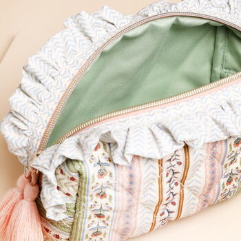 Small Sage And Pink Vintage Floral Quilted Wash Bag, 2 of 5