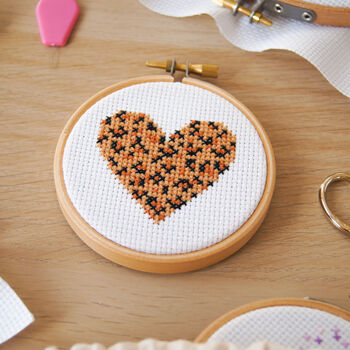 Leopard Heart Mini Cross Stitch Kit, 2 of 5