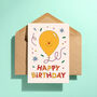 Birthday Balloon Greeting Card Yellow, thumbnail 3 of 3