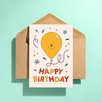 Birthday Balloon Greeting Card Yellow, 3 of 3