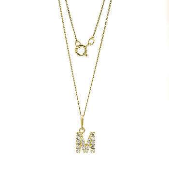 9ct Yellow Solid Gold Cubic Zirconia Initial Necklace, 7 of 9