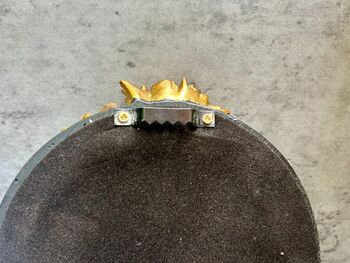 16cm Round Wall Mirror Black Frame With Gold Flower Detail, 7 of 9