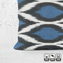 Bohemian Blue And Black 100% Cotton Ikat Cushion Cover, thumbnail 5 of 5