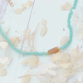 Beaded Choker Necklace Featuring A Small Carnelian Bead, 2 of 3
