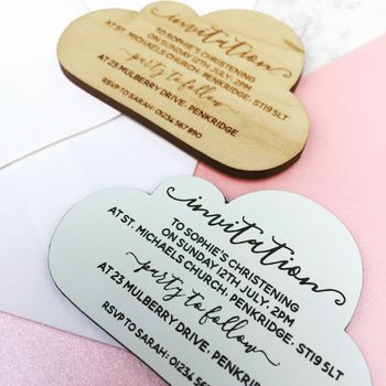 Personalised Christening Cloud Magnet Invitation, 2 of 4