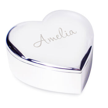 Personalised Name Silver Heart Shaped Trinket Box, 4 of 4