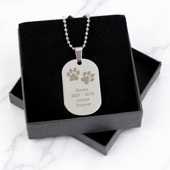 Personalised Paw Prints Stainless Steel Dog Tag Necklace, 10 of 12