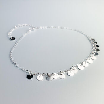 Sterling Silver Circle Charm Anklet, 2 of 6