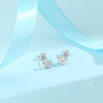 Tiny Forget Me Not Flower Cz Stud Earrings, 7 of 12