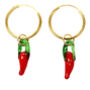 Mini Chilli Pepper Gold Plated Silver Hoop Earrings, thumbnail 2 of 4