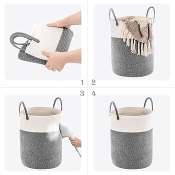 58 L Dark Grey Cotton Rope Woven Storage Basket, 6 of 7