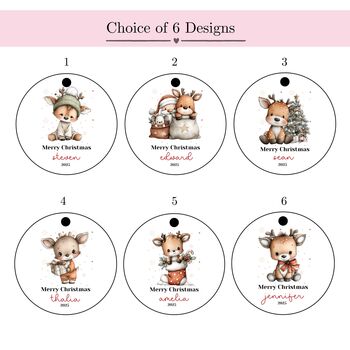 Personalised Woodland Reindeer Christmas Bauble, 2 of 11