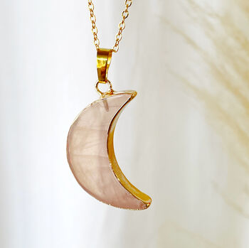 Gemstone Crescent Moon Gold Or Silver Plated Necklace, 8 of 12