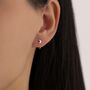 Mismatched Moon And Star Huggie Hoop Earrings In Sterling Silver, thumbnail 7 of 11