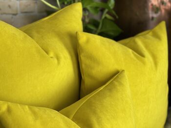 Sunshine Yellow Velvet Cushion, 3 of 12