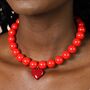 Red Beaded Heart Charm Necklace, thumbnail 2 of 6
