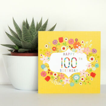 Floral 100th Birthday Card, 4 of 9