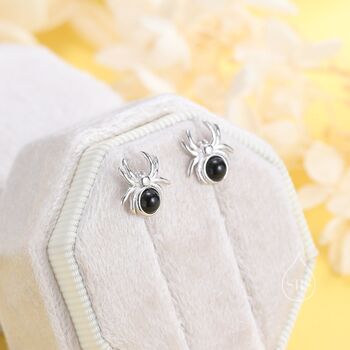 Gemstone Spider Stud Earrings In Sterling Silver, 6 of 12