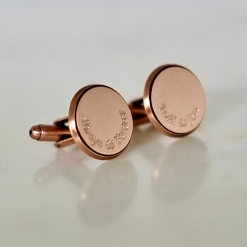 Personalised Curve Engraved Bronze And Copper Cufflinks, 12 of 12