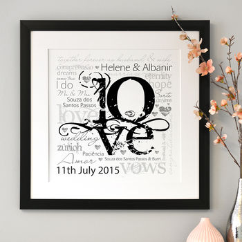 Personalised Wedding or Engagement LOVE Art, 3 of 10