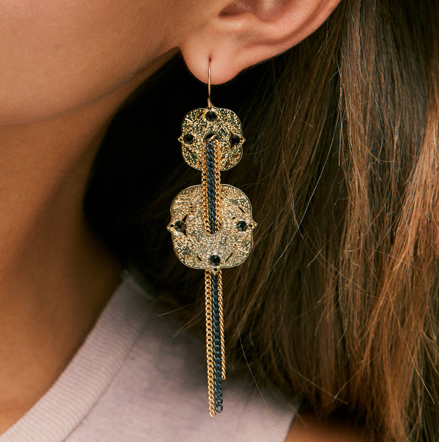 Chain Drop Earrings By Apache Rose London