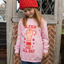 Sleigh All Day Girls' Christmas Jumper In Pink, thumbnail 1 of 4