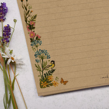 A4 Kraft Letter Writing Paper With Meadow Flowers, 2 of 4