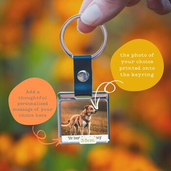 Personalised Dog Photo And Message Keyring, 2 of 3