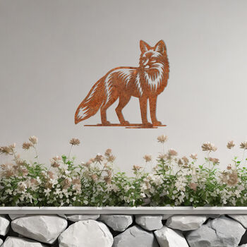 Metal Fox Wall Art Outdoor Garden Decor Rusted Gift Idea, 8 of 10