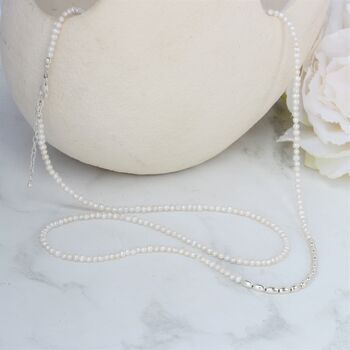 Long Sterling Silver And Pearl Necklace, 7 of 10