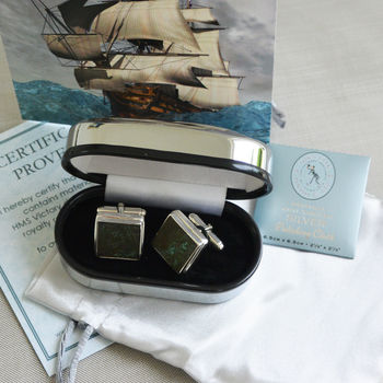 Hms Victory Copper Sterling Silver Cufflinks, 3 of 6