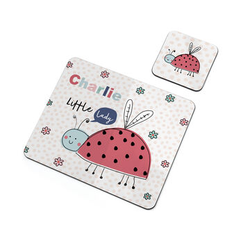 Personalised Children's Pastel Ladybird Placemat Set, 6 of 6