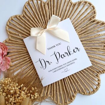 Thank You Doctor Card With Luxury Bow, Handmade Bow, Colour Choices, 2 of 4