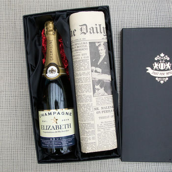 Personalised Champagne And Birth Date Newspaper, 2 of 3