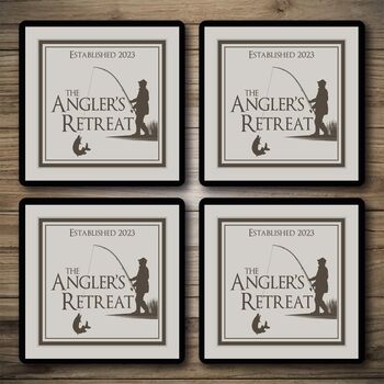 Anglers Retreat Bar Runner And Coasters, 3 of 8
