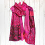 Kantha Stitch Pink Handmade Recycled Silk Scarf, thumbnail 1 of 3