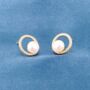 Pearl Halo Earrings 18k Gold, thumbnail 2 of 7