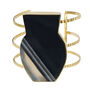 Black Grey Gemstone Gold Plated 'Body' Cuff Bracelet, thumbnail 1 of 4