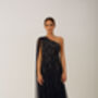 Navy Mila One Shoulder Gown, thumbnail 1 of 2
