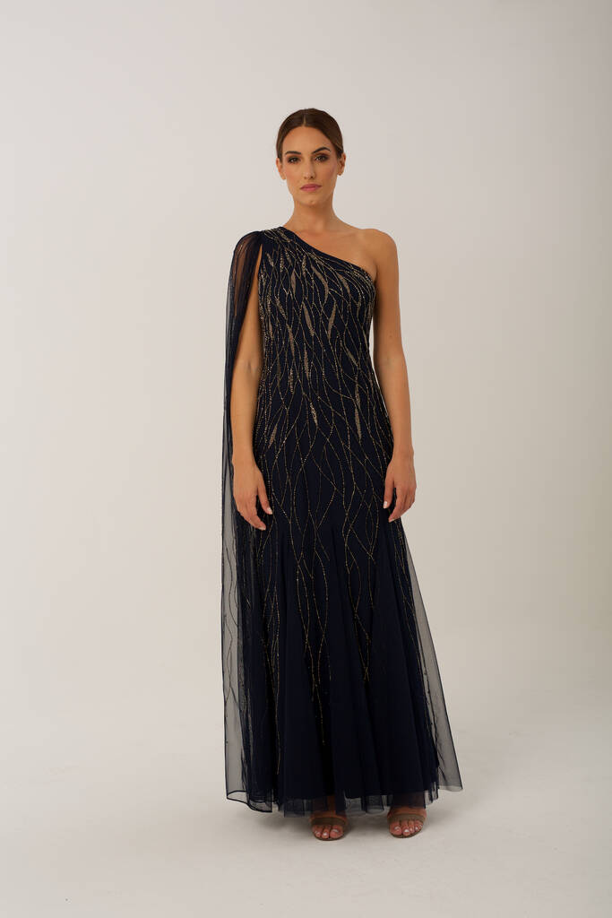 Navy Mila One Shoulder Gown, 1 of 2