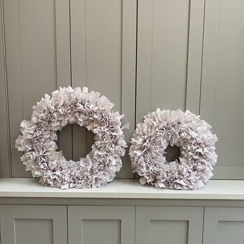 Large Pink And White Cotton Handmade Wreath, 3 of 4
