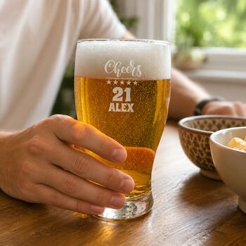 Personalised 21st Birthday Gift Pint Glass, 4 of 12