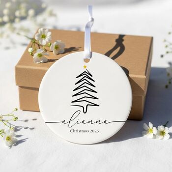 Personalised Minimalist Christmas Tree Bauble, 7 of 9