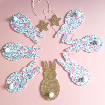 Easter Rabbit Garland Pink Liberty Fabric, 3 of 3