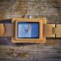 Coral Blue Face Bamboo Watch With Bamboo Strap, thumbnail 3 of 4